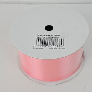 NIP Pink double faced satin ribbon 2.25" x 25 yd spool